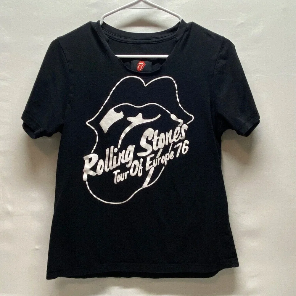 Rolling Stones Tour Of Europe '76 T-Shirt Boys 11/12 Large Black Forever 21 READ